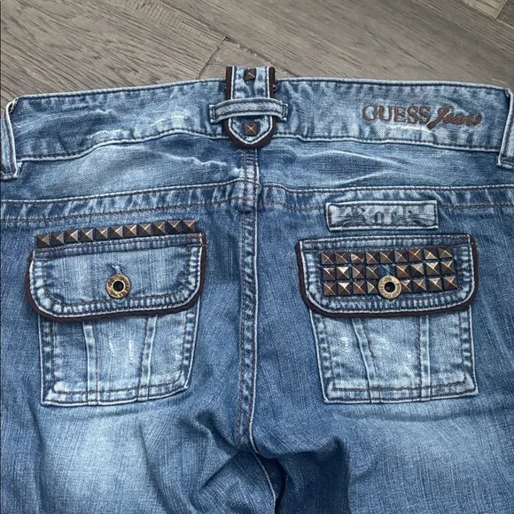 Guess | Vintage Y2K Stretch Light Blue Embellished Studded Skinny Jeans Size 27 - Picture 15 of 16